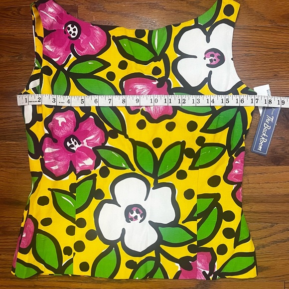 vintage adrienne vittadini sleeveless button up floral linen & silk blouse 6 - Picture 6 of 7